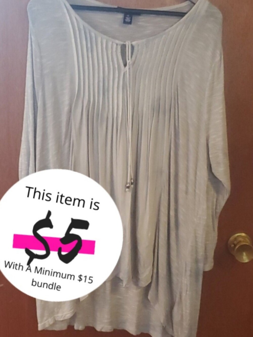 Bandalino lightweight 3/4 sleeve tunic pintuck